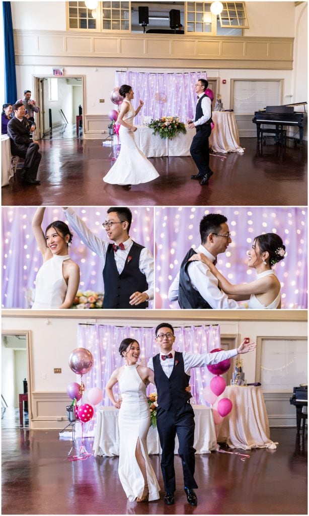 romantic wedding reception bride and groom fun and playful first dance