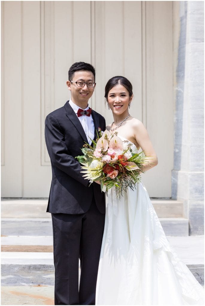 Traditional bride and groom picture outside