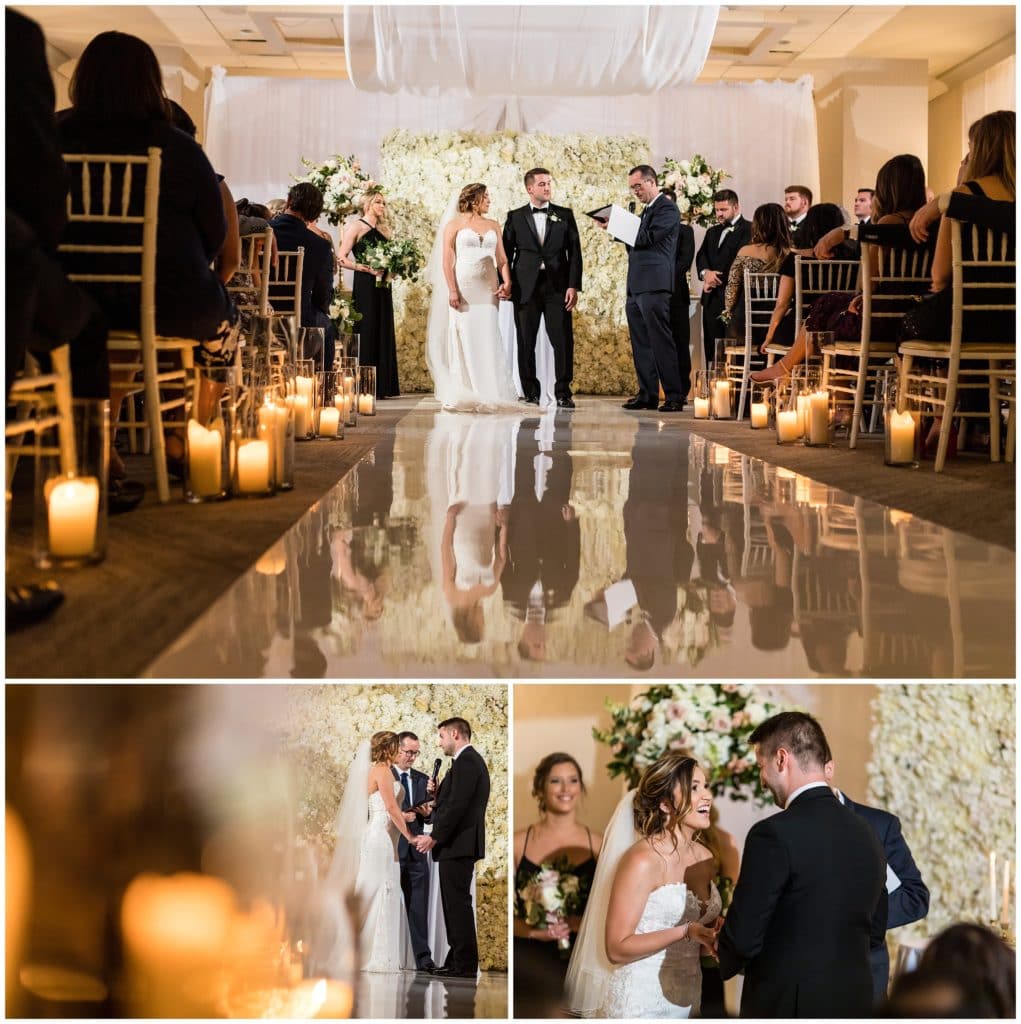 Bride and groom during wedding ceremony at The Lucy by Cescaphe