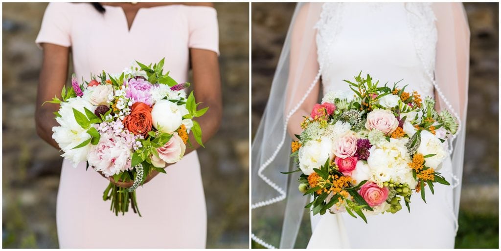 Details of bride and bridesmaids bouquets from Garnish by Catering by Design