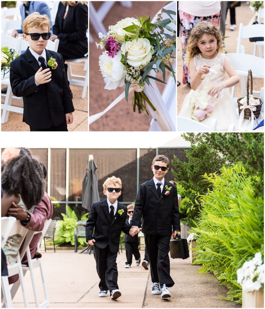 Ring security and flower girl during Michener Museum wedding ceremony
