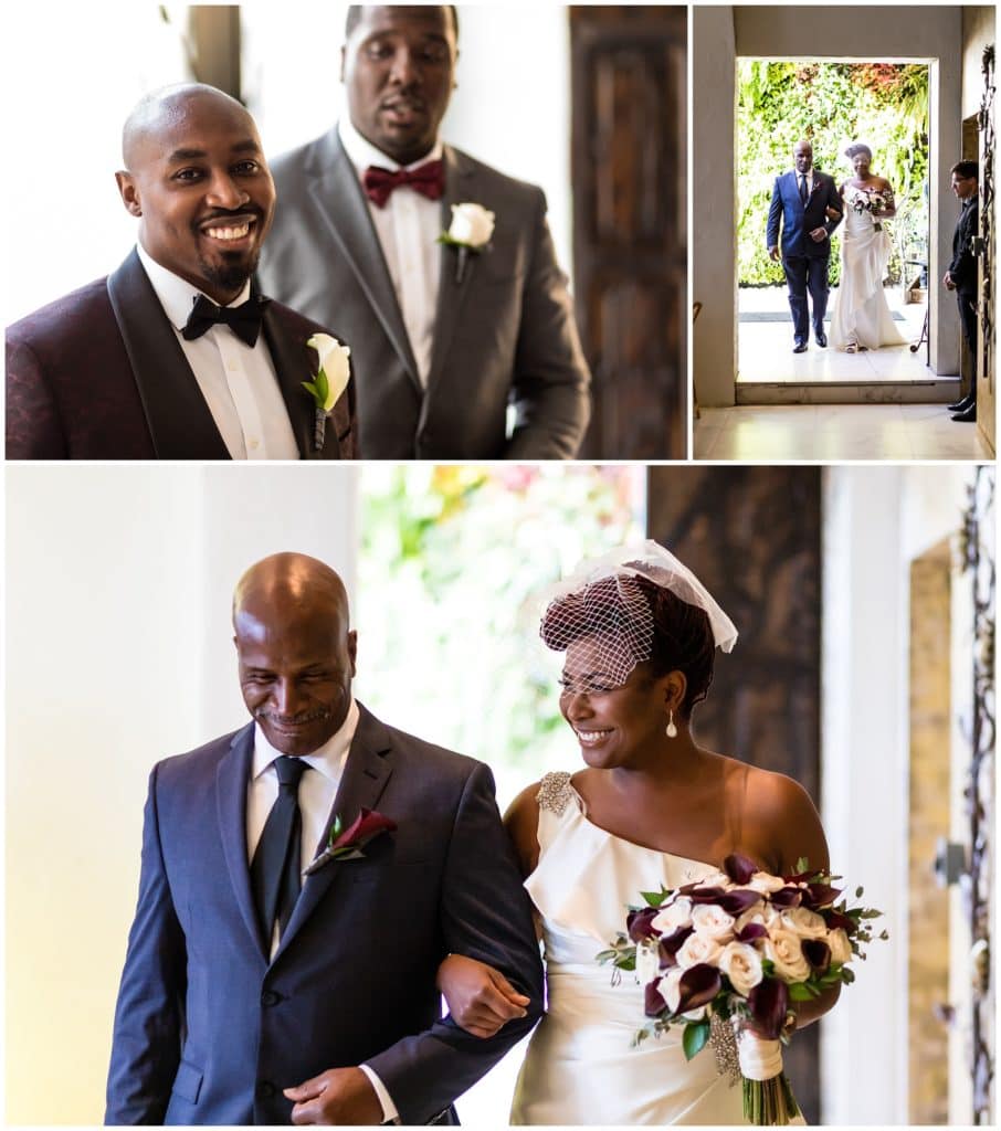 Bride and her father walking down the aisle at their Artesano Iron Works wedding