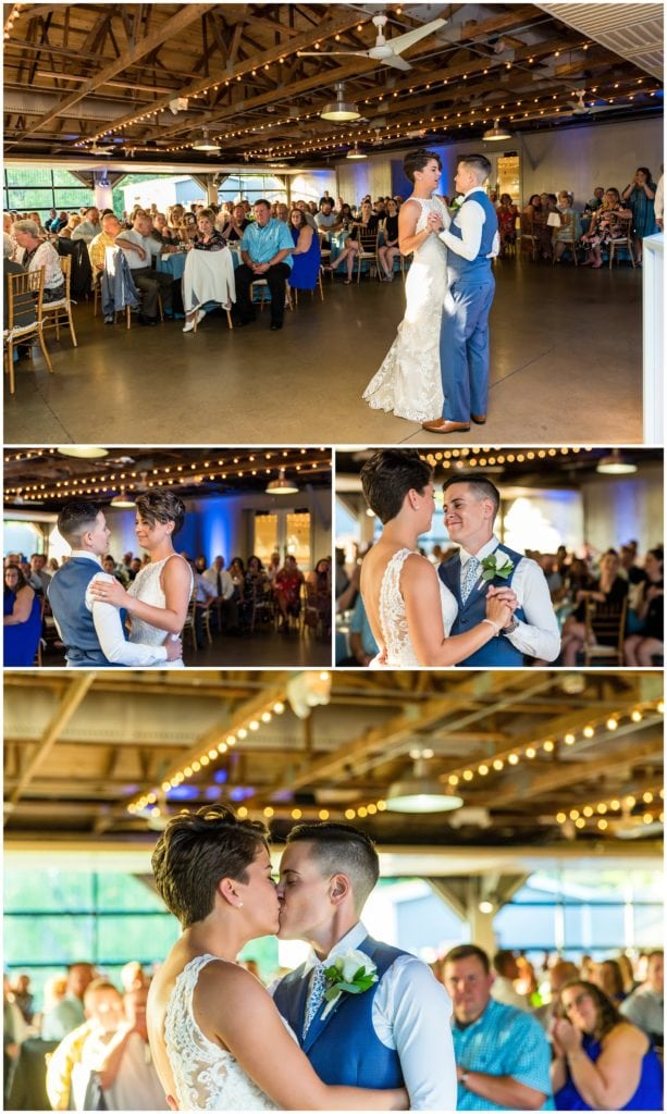 LGBT wedding reception first dance between brides