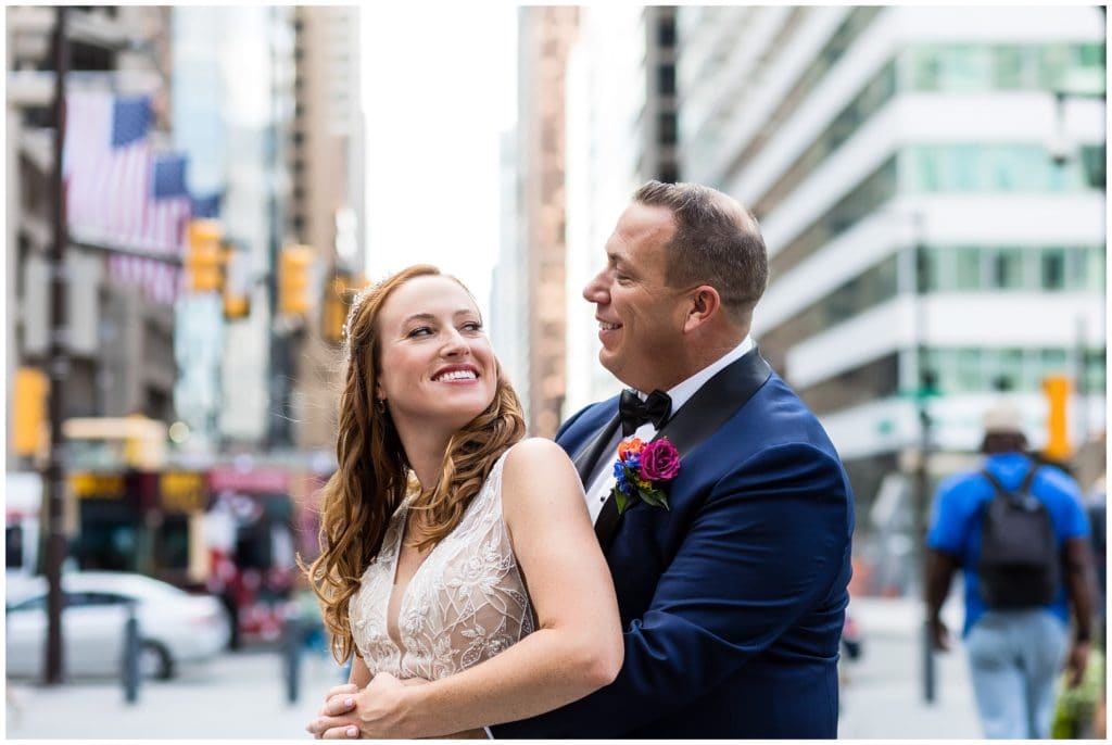 Bride and groom wedding portrait in Center City Philadelphia