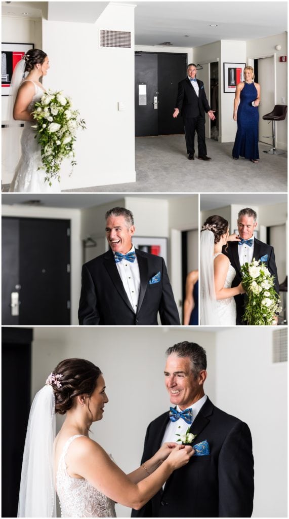 Father of the bride excited at first look