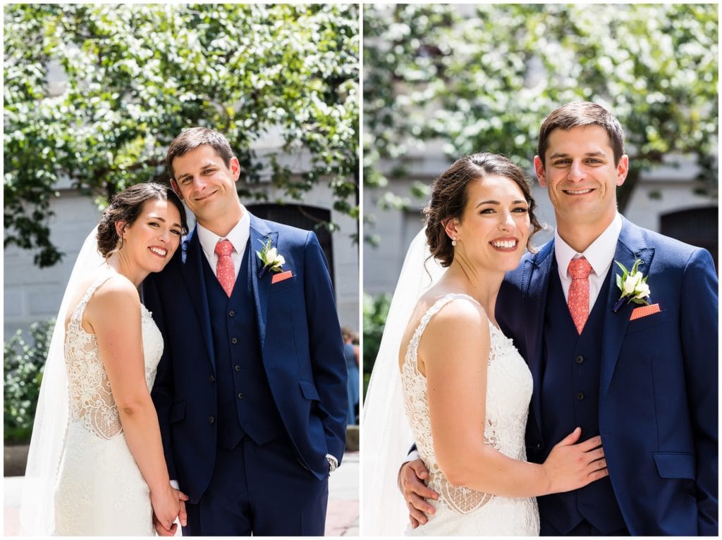 Traditional bride and groom wedding portrait at Philadelphia City Hall