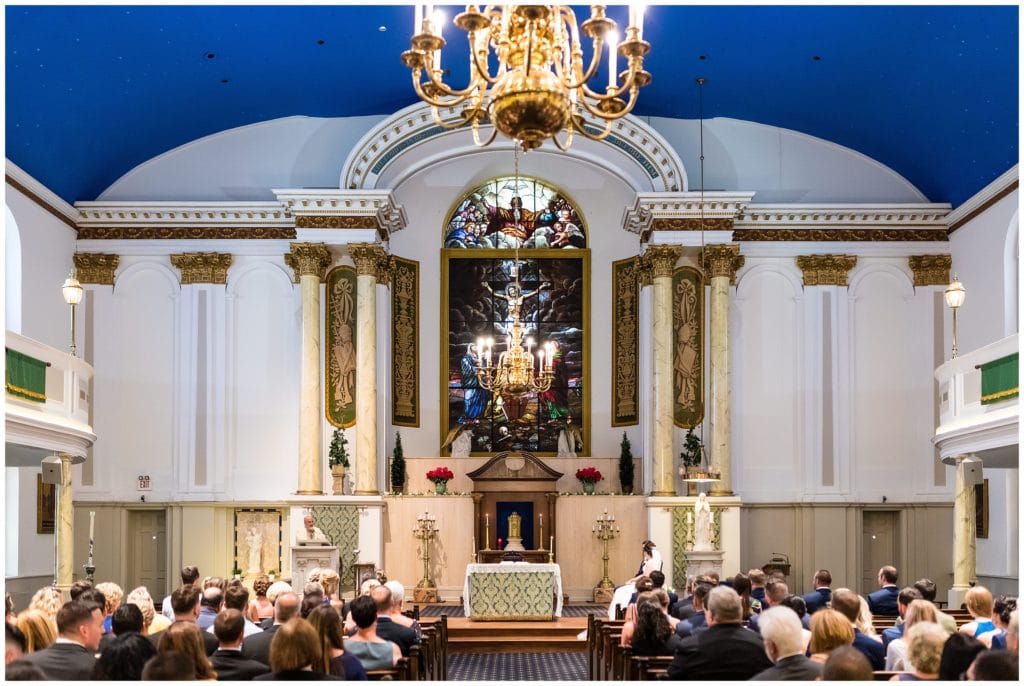 Wedding ceremony at Old St. Mary's Church in Old City Philadelphia