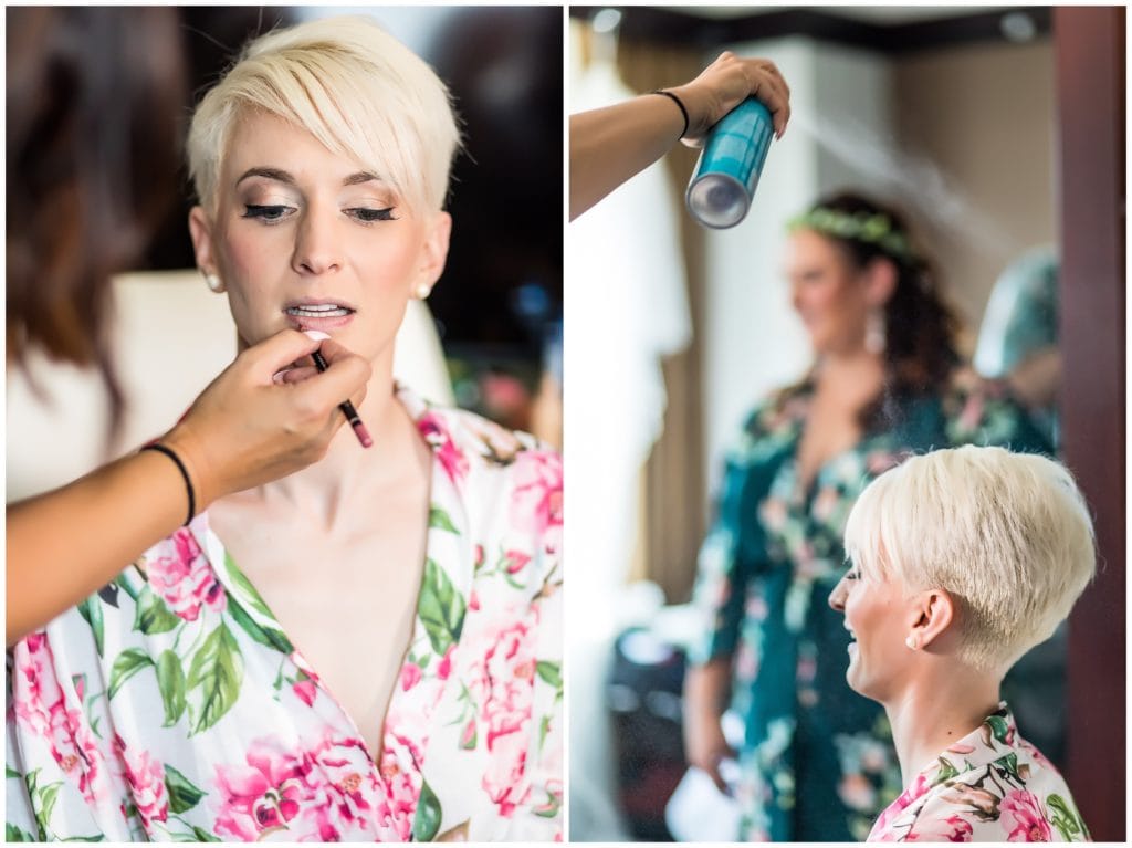 Bridal prep portrait in hair and makeup