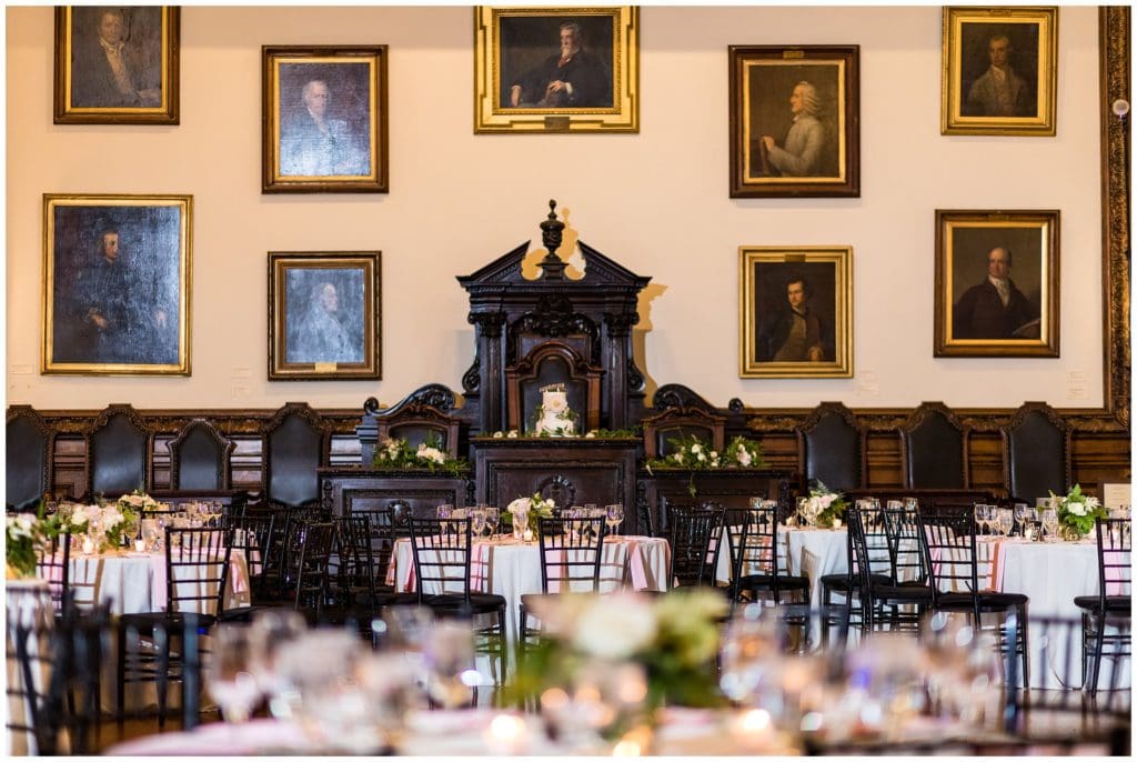 Indoor wedding reception setup at College of Physicians