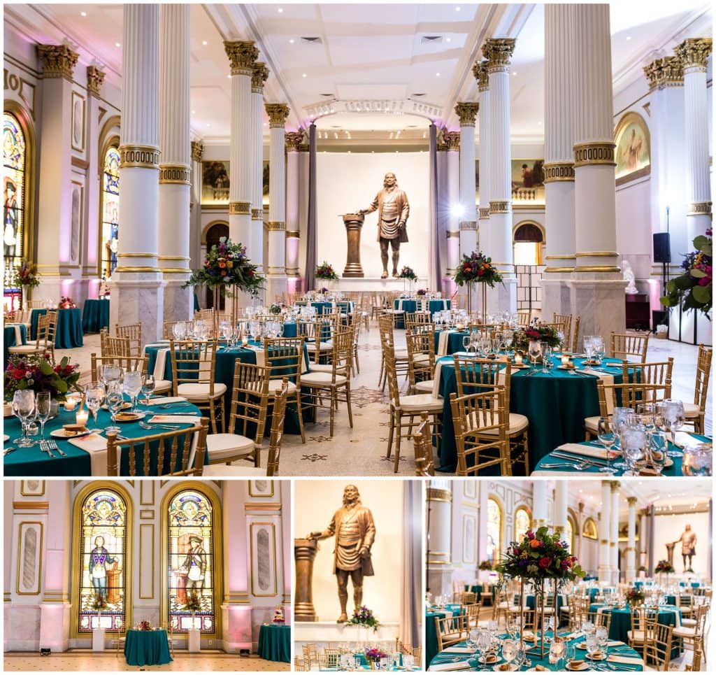 Details of wedding reception in the Franklin Ballroom at One North Broad - Best Philadelphia Wedding Venues