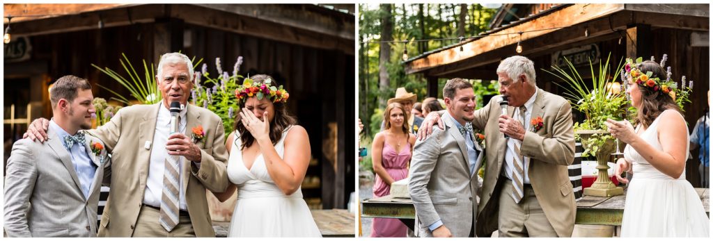 Bride crying during father of the bride toast