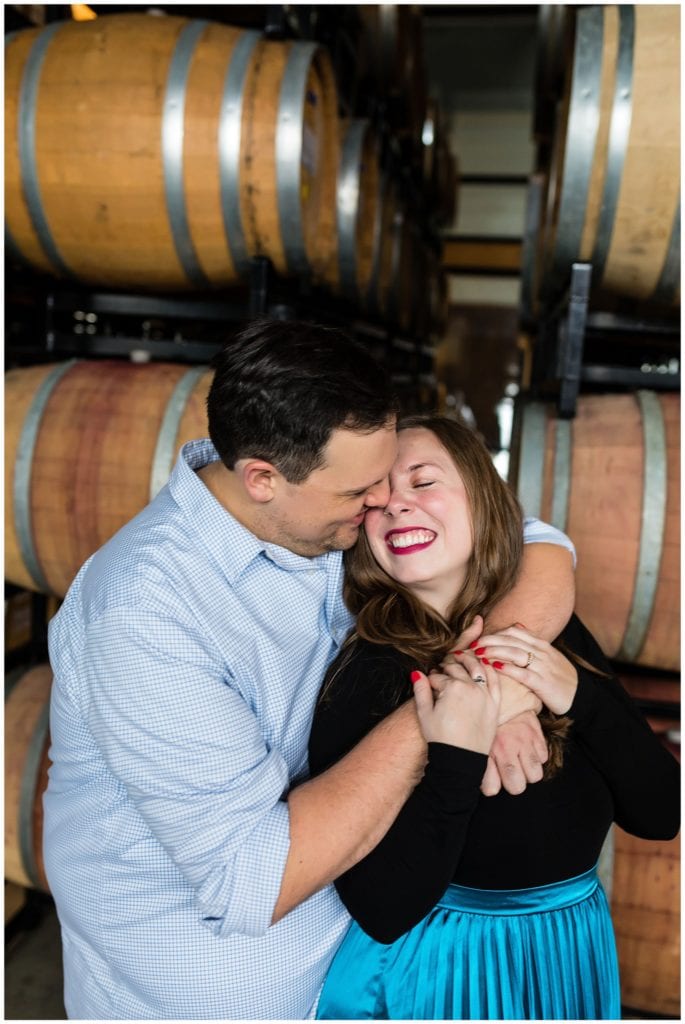 Washington DC Navy Yard engagement session portrait in winery