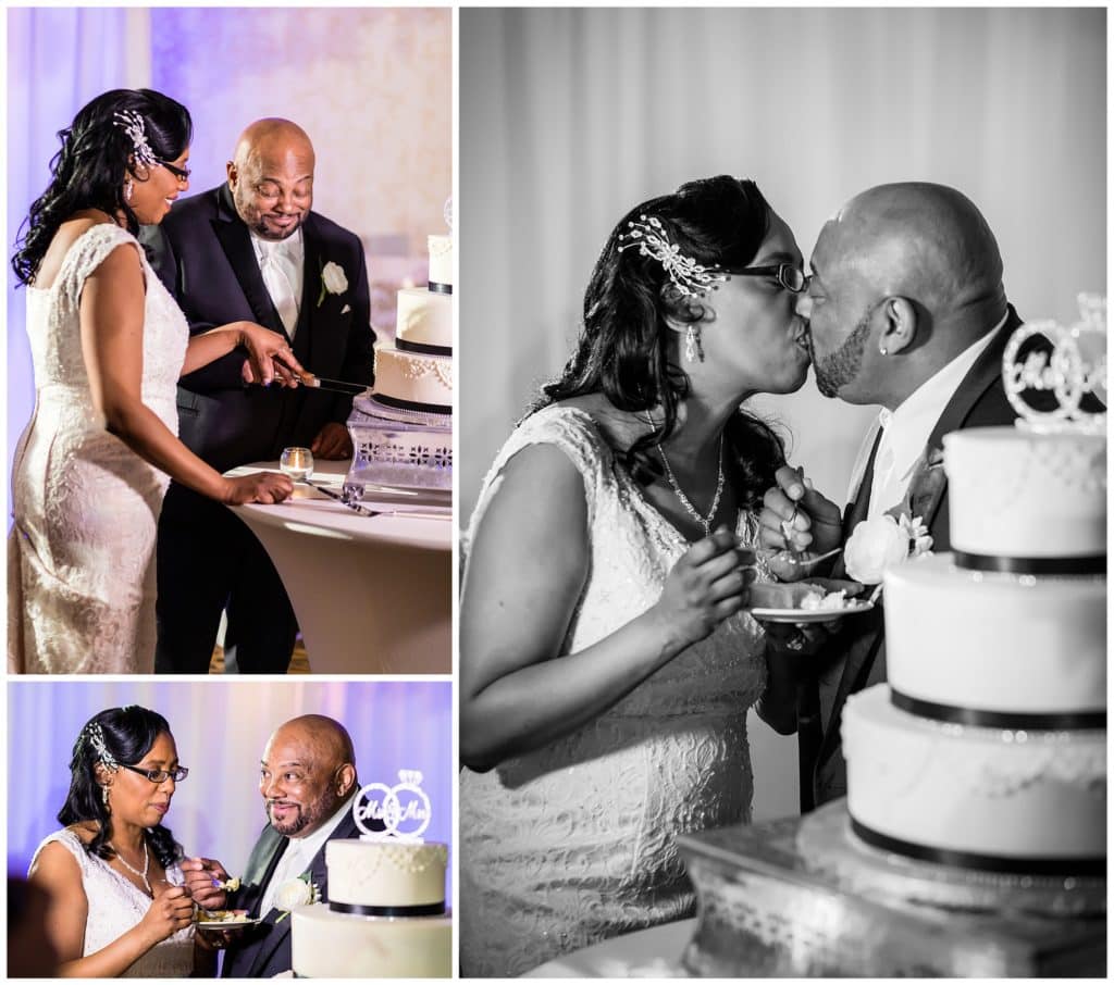 cake cutting at the Windsor Ballroom wedding reception