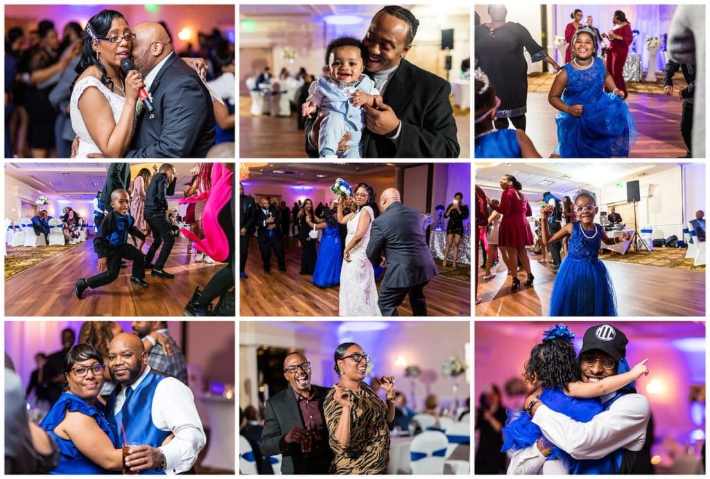 collage of wedding reception dancing at the Windsor Ballroom