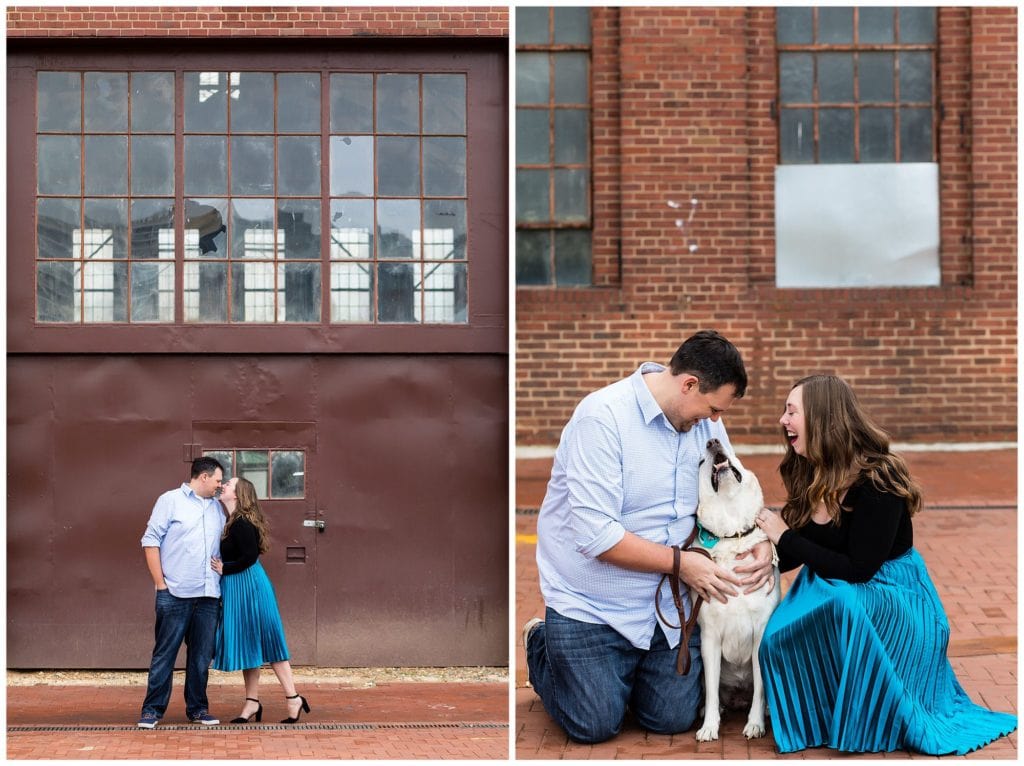 Washington DC Navy Yard engagement session with dog