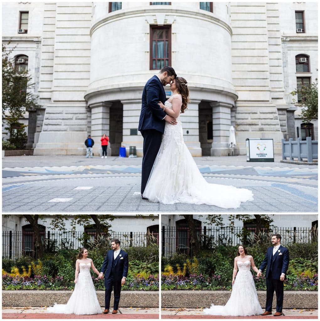 Traditional bride and groom portraits at Philadelphia City Hall