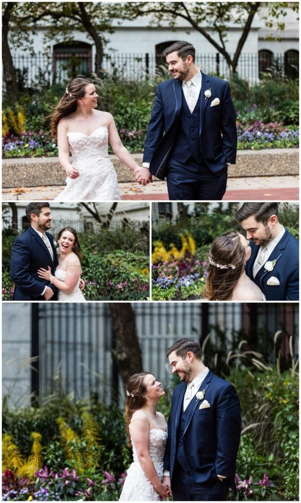 Bride and groom portrait collage at Philadelphia City Hall
