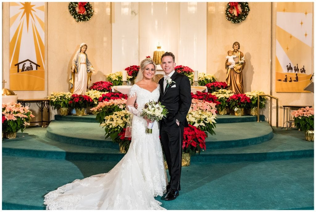 Classic bride and groom wedding portrait at St Christopher Church