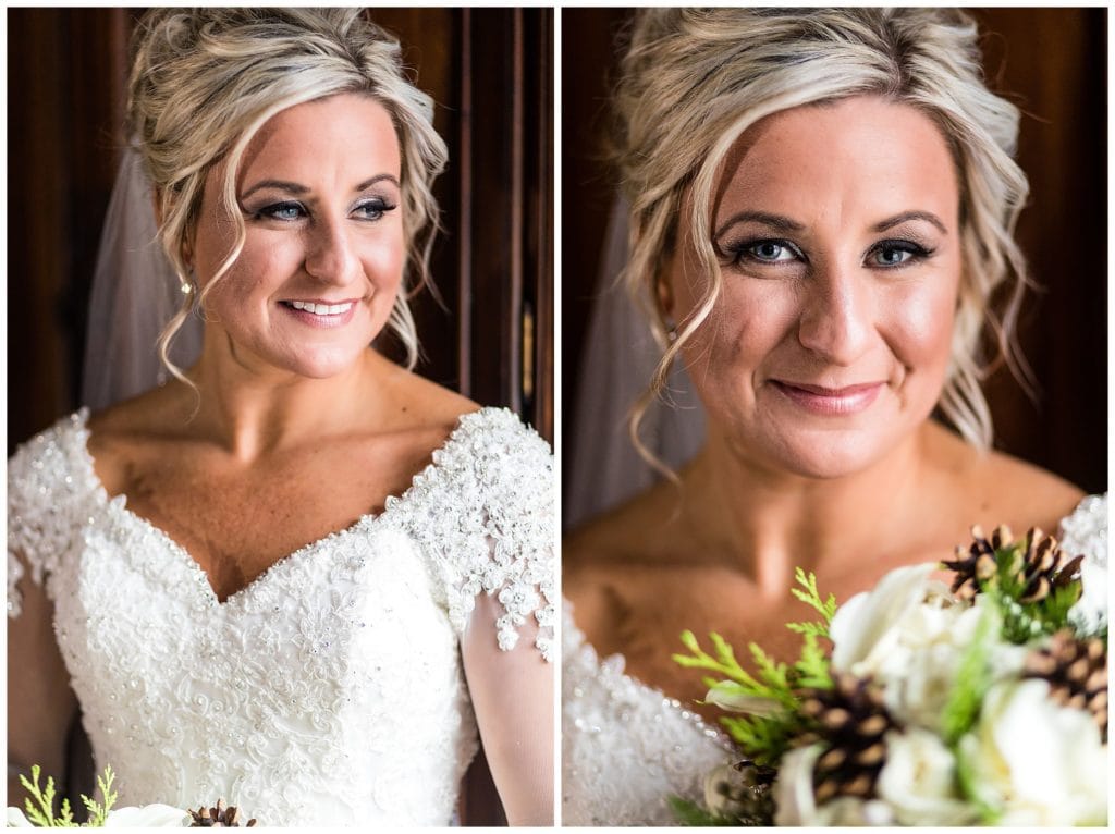 Classic window-lit bridal portrait collage
