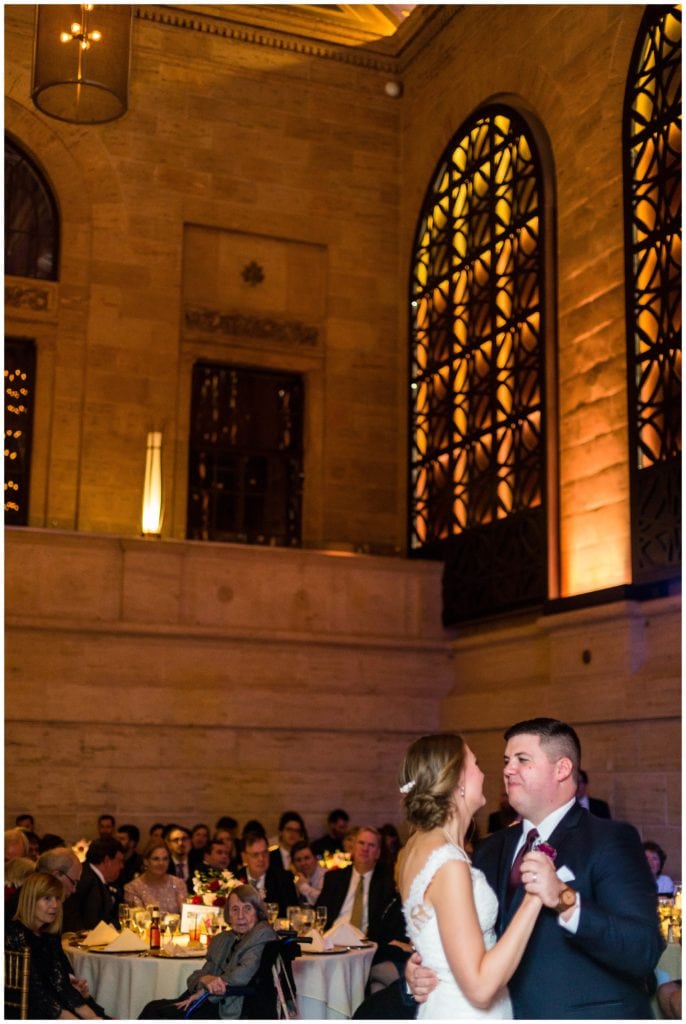 Bride and groom first dance in Union Trust wedding reception