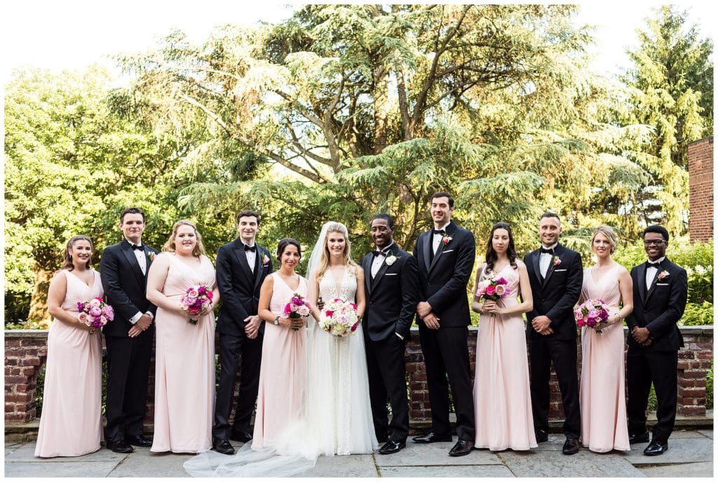 Traditional wedding party portrait at Aldie Mansion wedding