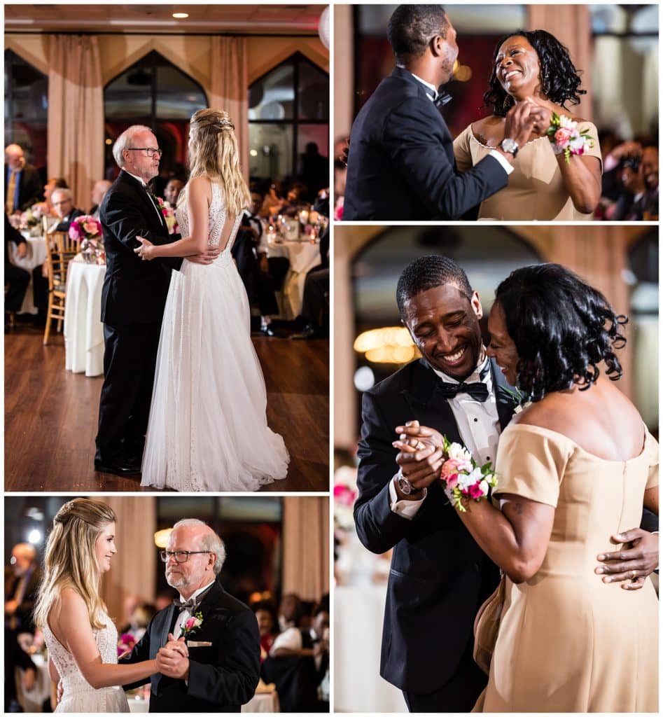 Parent dances at Aldie Mansion wedding reception with father of the bride and mother of the groom dances