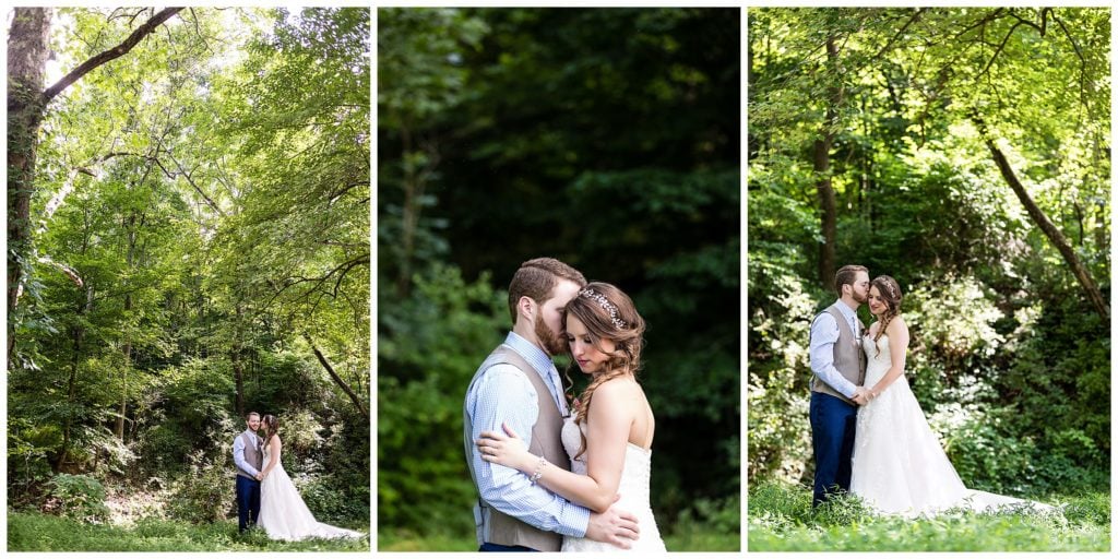 Traditional bride and groom kissing and hugging portrait collage