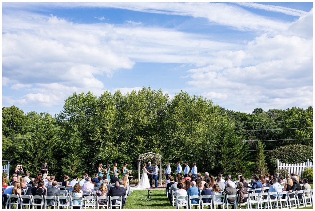 Outdoor wedding ceremony at Barn on Bridge