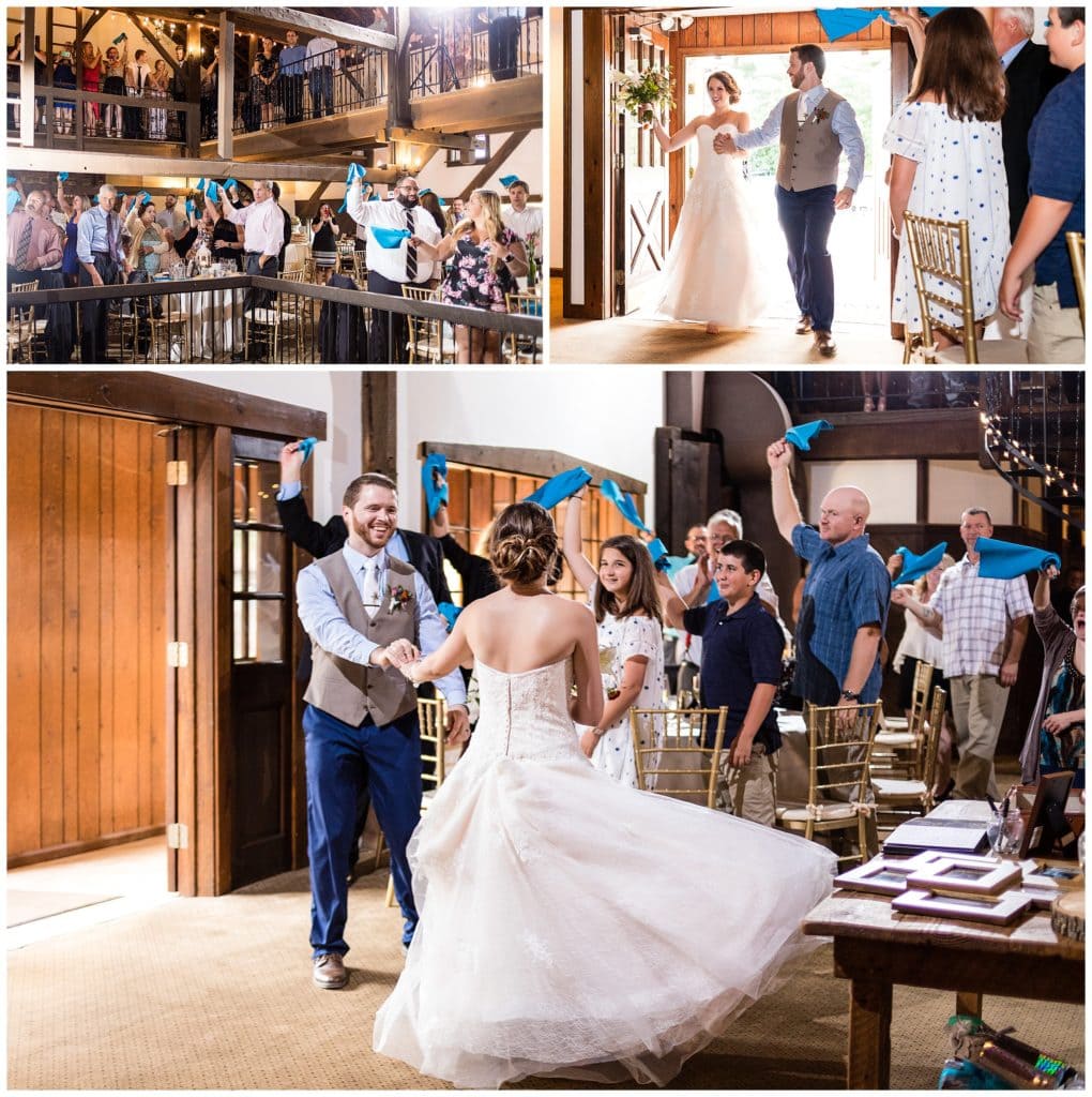 Bride and groom introduction and first dance at Barn on Bridge wedding reception