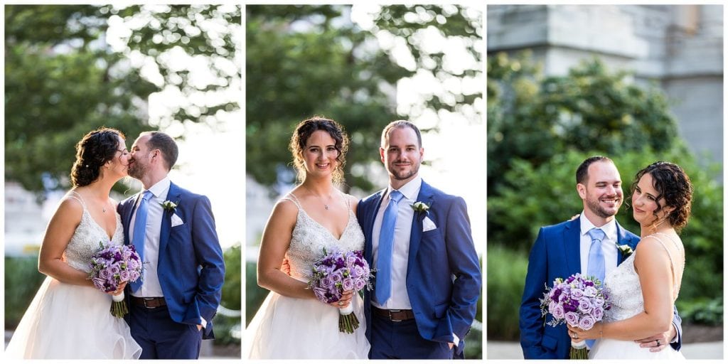 Traditional bride and groom wedding portrait collage at Philadelphia City Hall