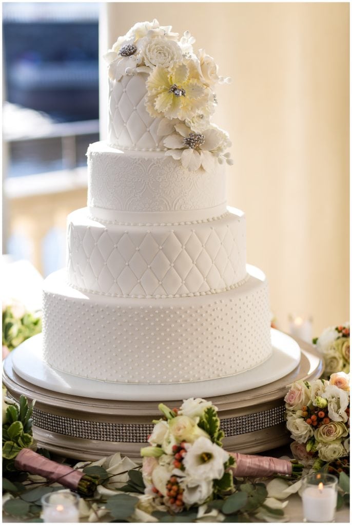 Traditional wedding cake with floral details