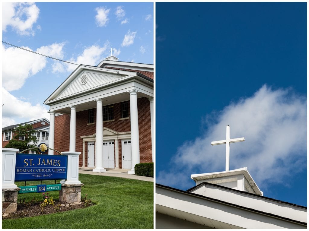St. James Roman Catholic Church wedding with cross detail