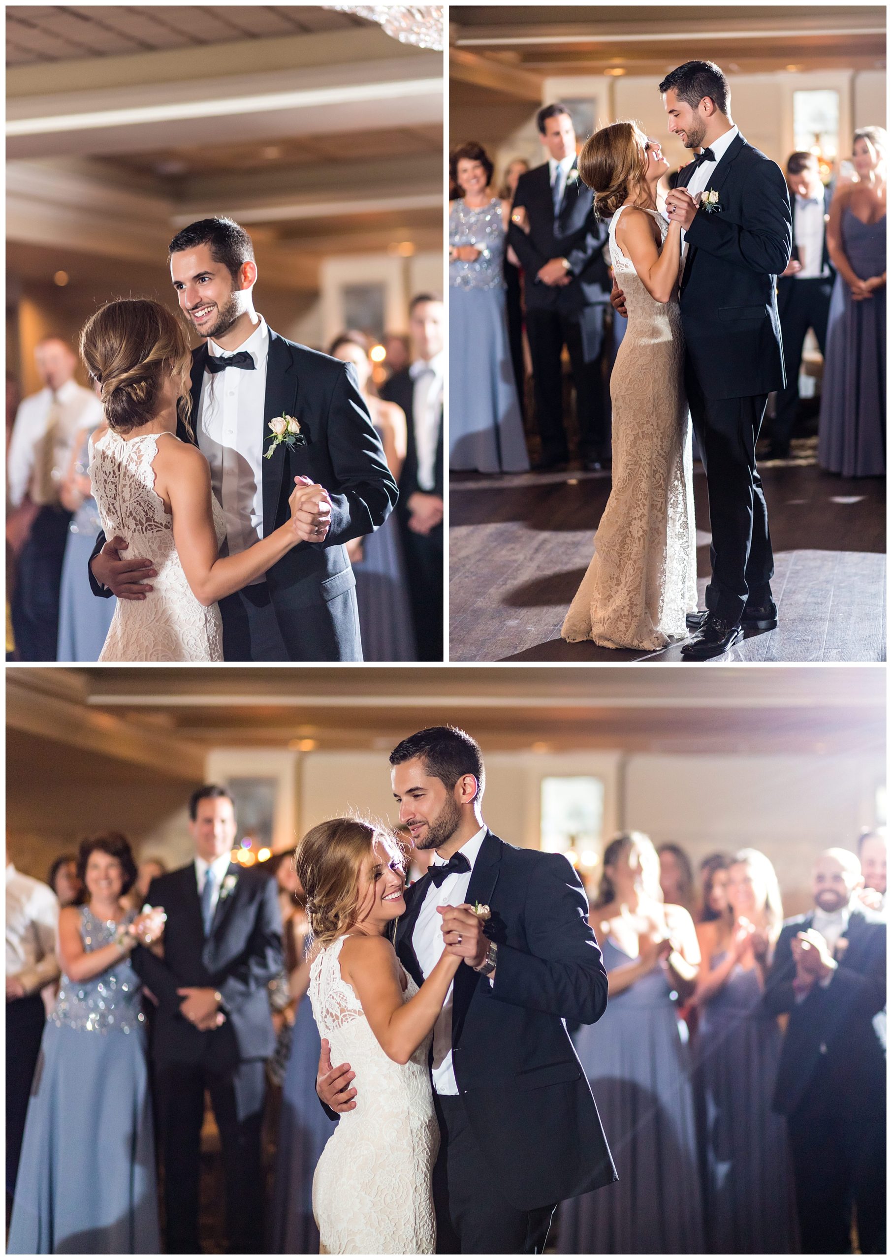 Bride and groom first dance collage at The Olde Mill Inn wedding reception