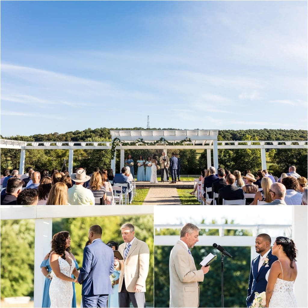 Husband and wife 25th wedding anniversary vow renewal ceremony at Barn at Stoneybrooke