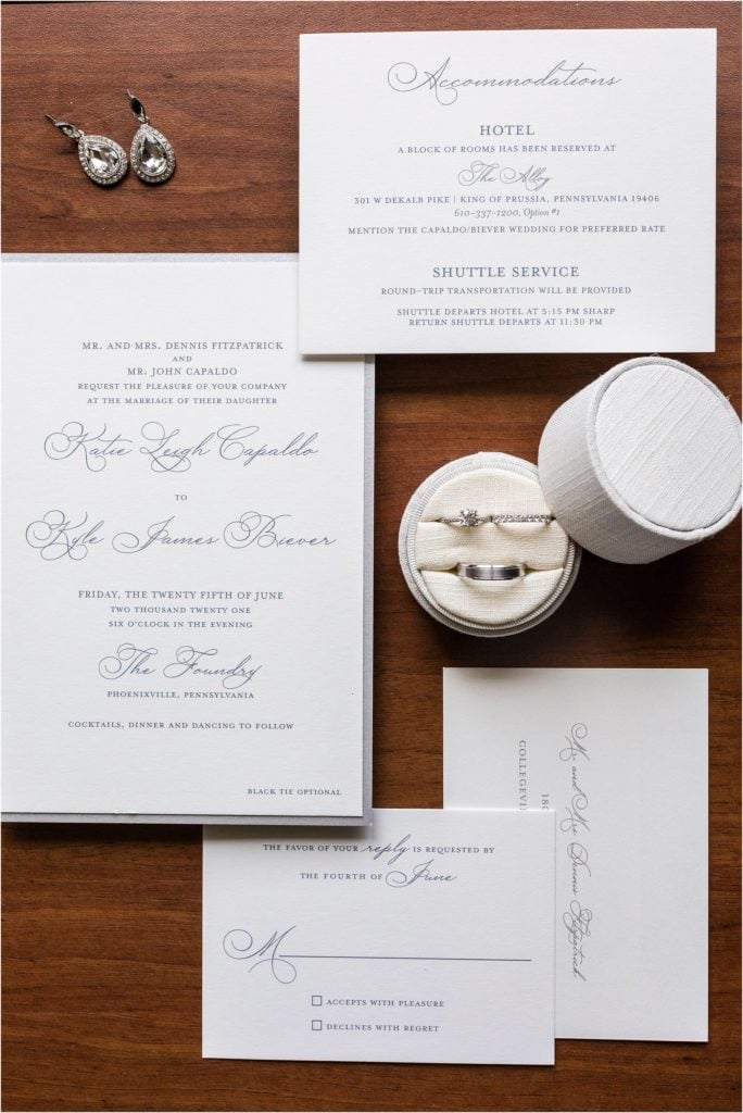Wedding invitation suite and jewelry