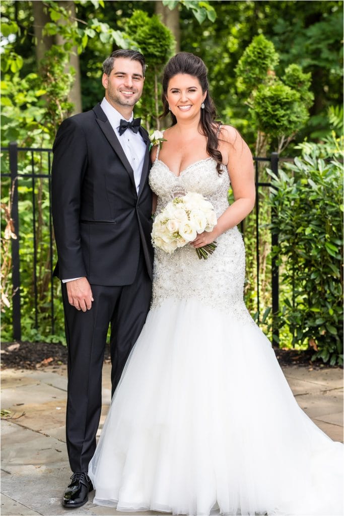 Bride and groom portrait in the garden