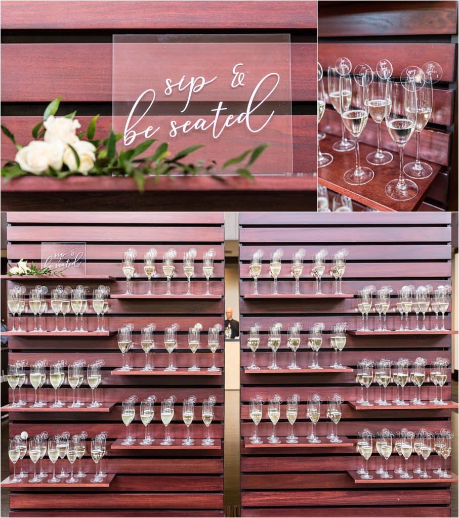 Champagne sign and champagne wall for guests