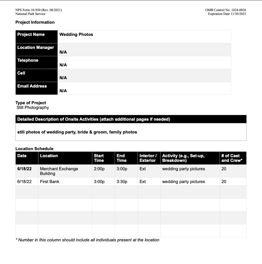 How to navigate the wedding permit process in Philadelphia - wedding permit form for Independence National Historical Park