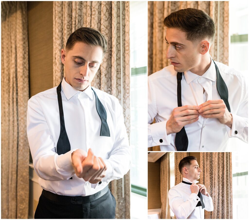 Groom gets ready for his wedding