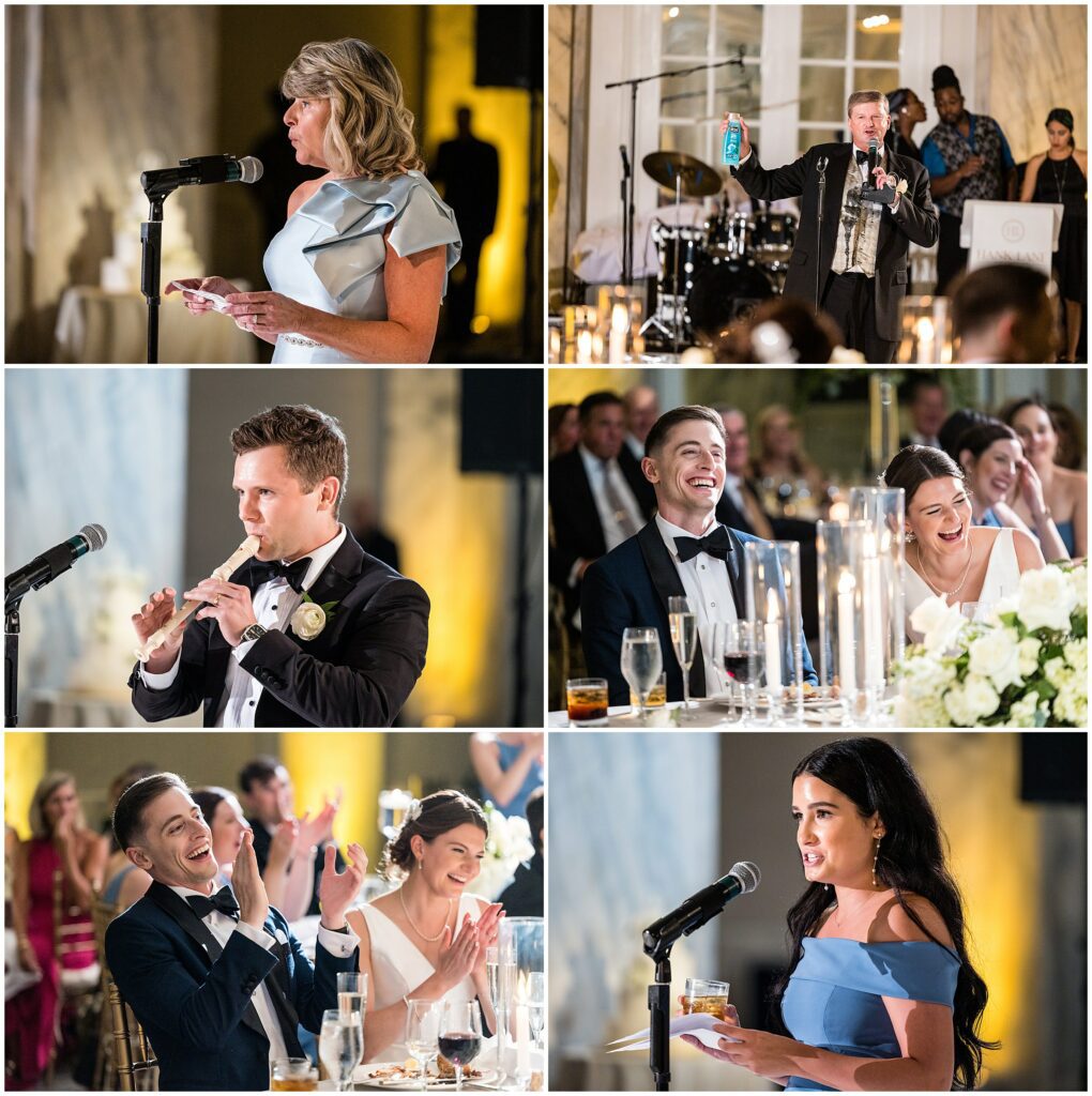 Toasts (including a member of the wedding party playing a recorder) for a Philadelphia wedding