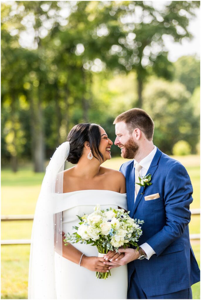 Couple smiles at each other 