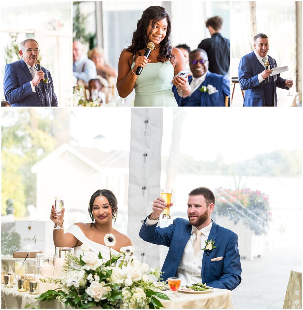 Couple raises their glasses to toasts
