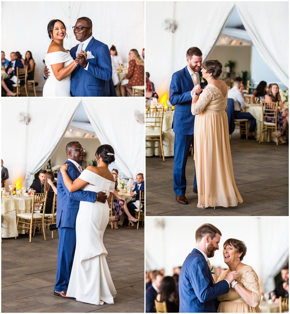 Portraits of couple during their respective parent dances