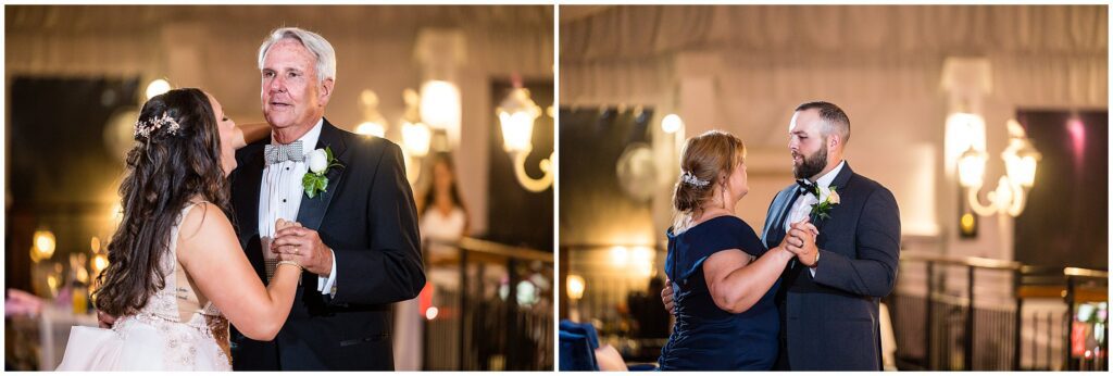 Bride dances with father, and Groom dances with mother