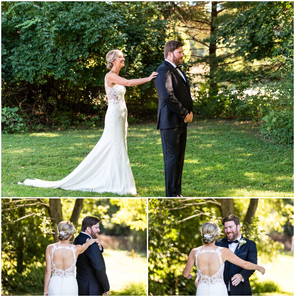 Hannah and Griffin | Couple's first look at Loch Aerie Mansion by Ashley Gerrity Photography