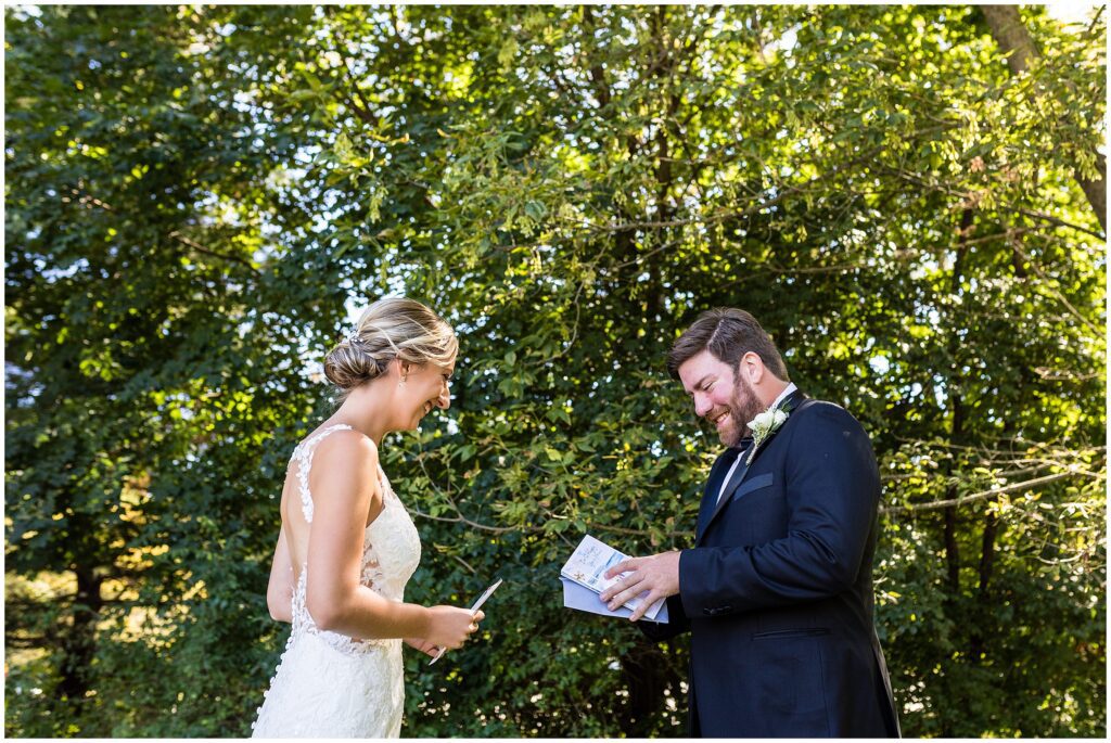 couple privately reads vows to each other before wedding