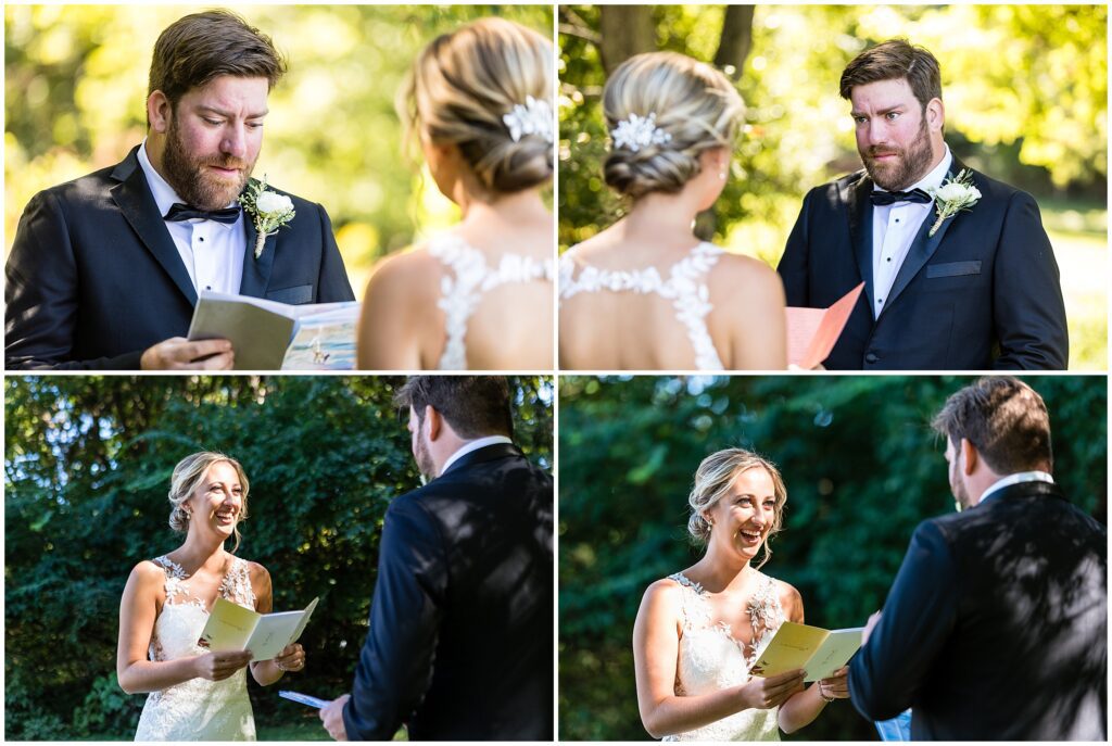 Couple reads their wedding vows privately after their first look