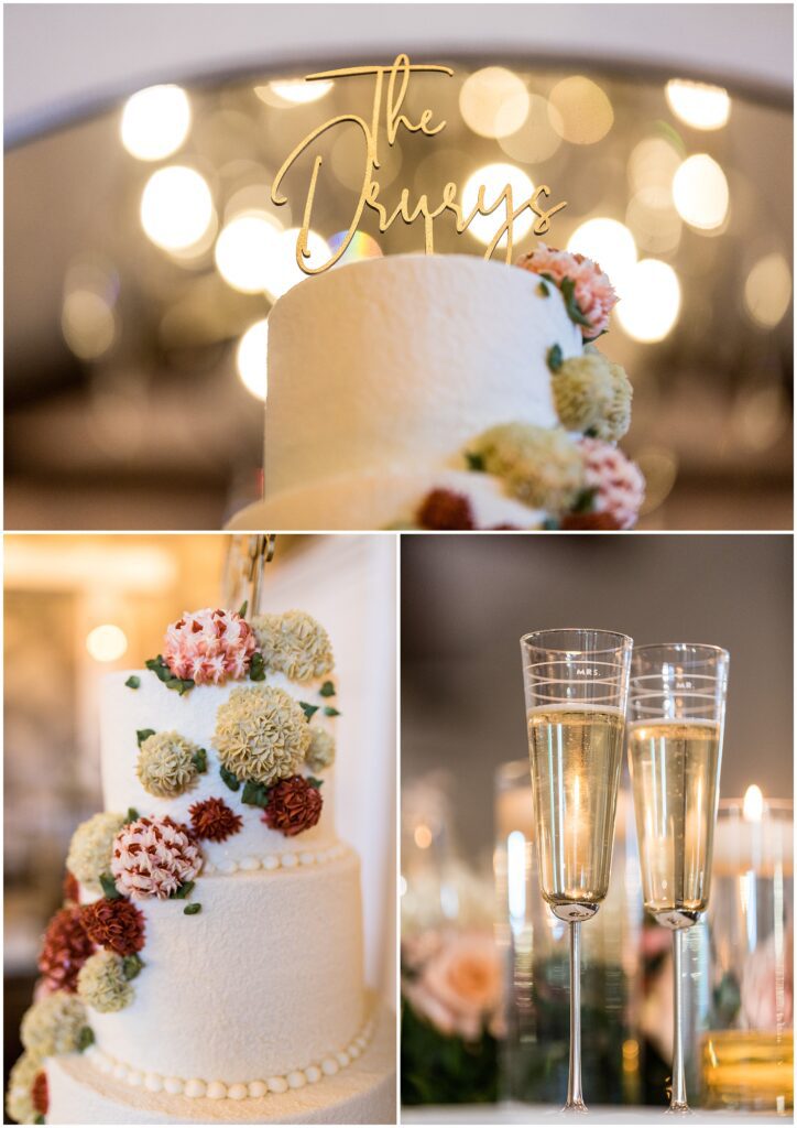 White wedding cake with textured details