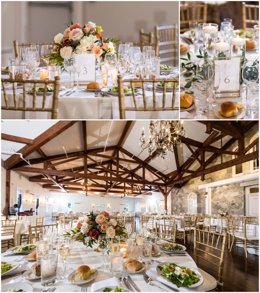 Loch Aerie Mansion wedding reception with florals by Anne Ottley Florist and photos by Ashley Gerrity Photography