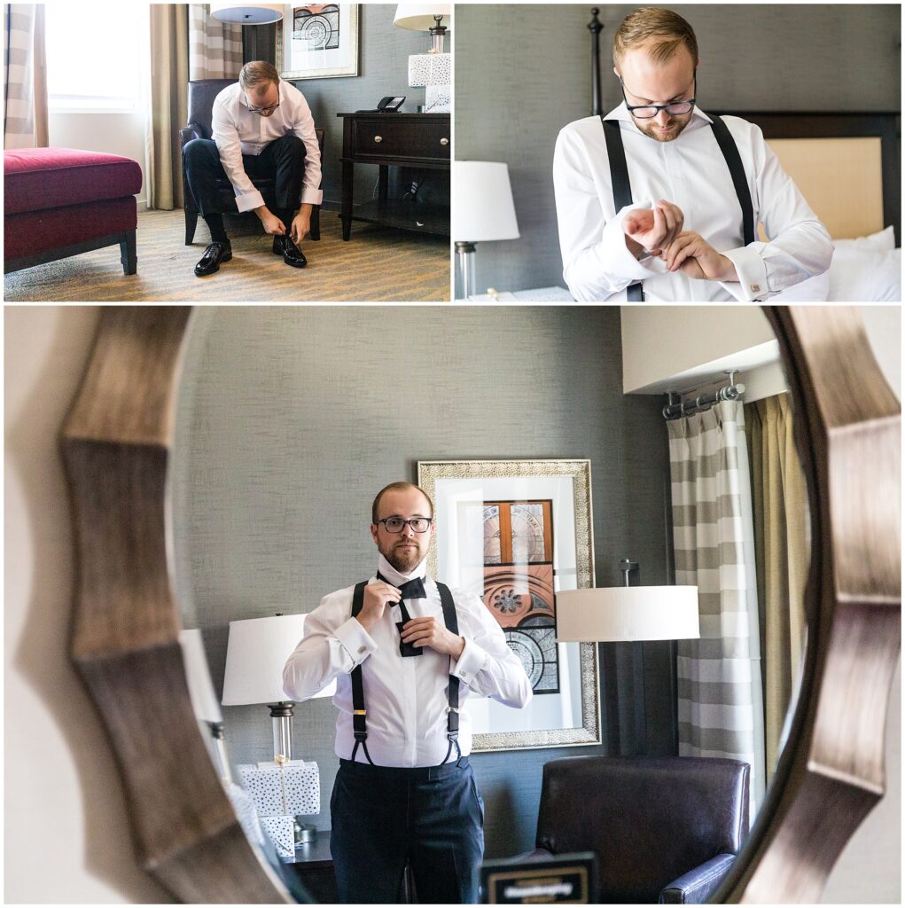 Groom gets ready for wedding
